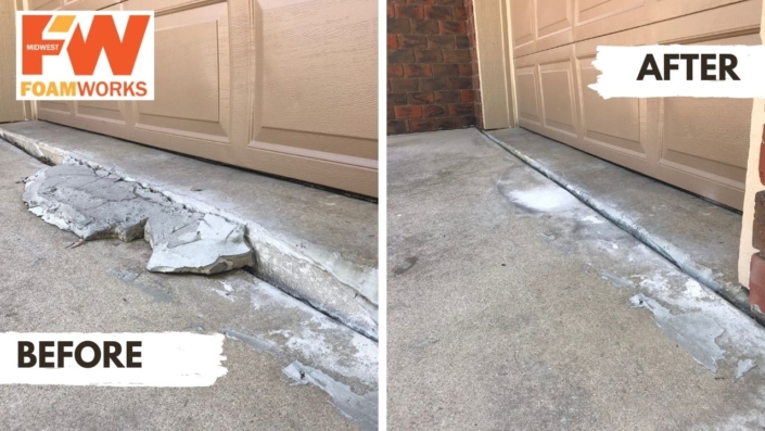 Concrete Driveway restored with foam Concrete Driveway restored with foam